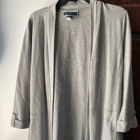 Karen Scott Sweaters - Gray mid-length cardigan